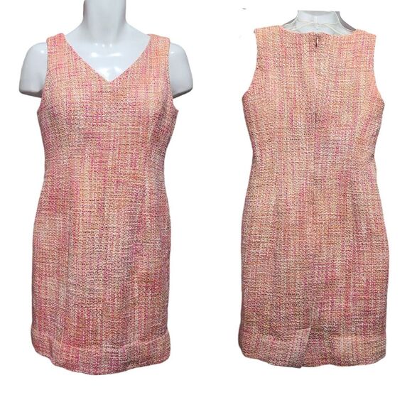 Talbots Tweed Dress Women's 10 Pink Sleeveless Career Professional Sheath - Picture 1 of 9